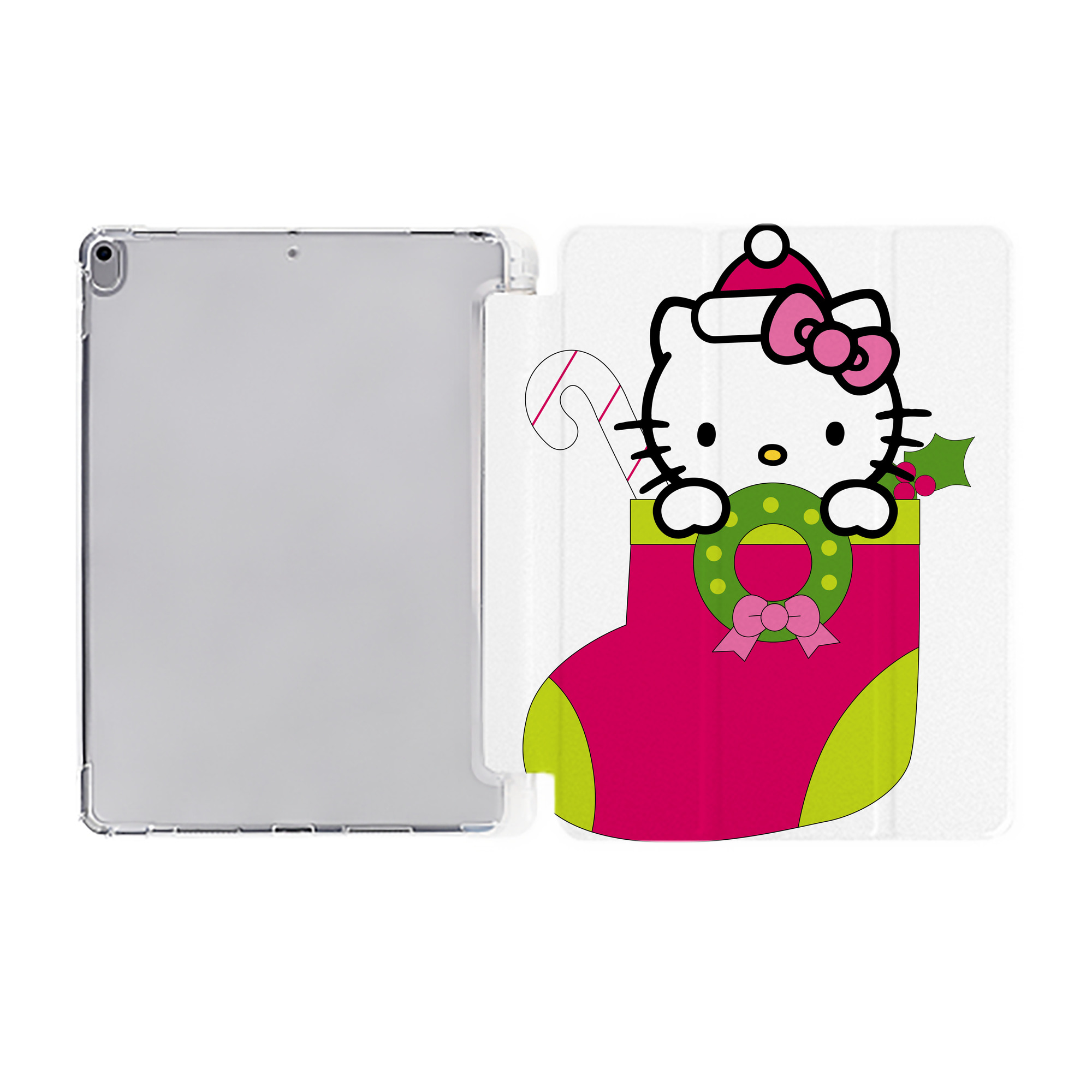 （画像用） Hello Kitty ハローキティ IPad ケース ペン収納付き 三つ折りスタンド PUレザー×シリコン 対応機種9.5/10.5/10.9インチ